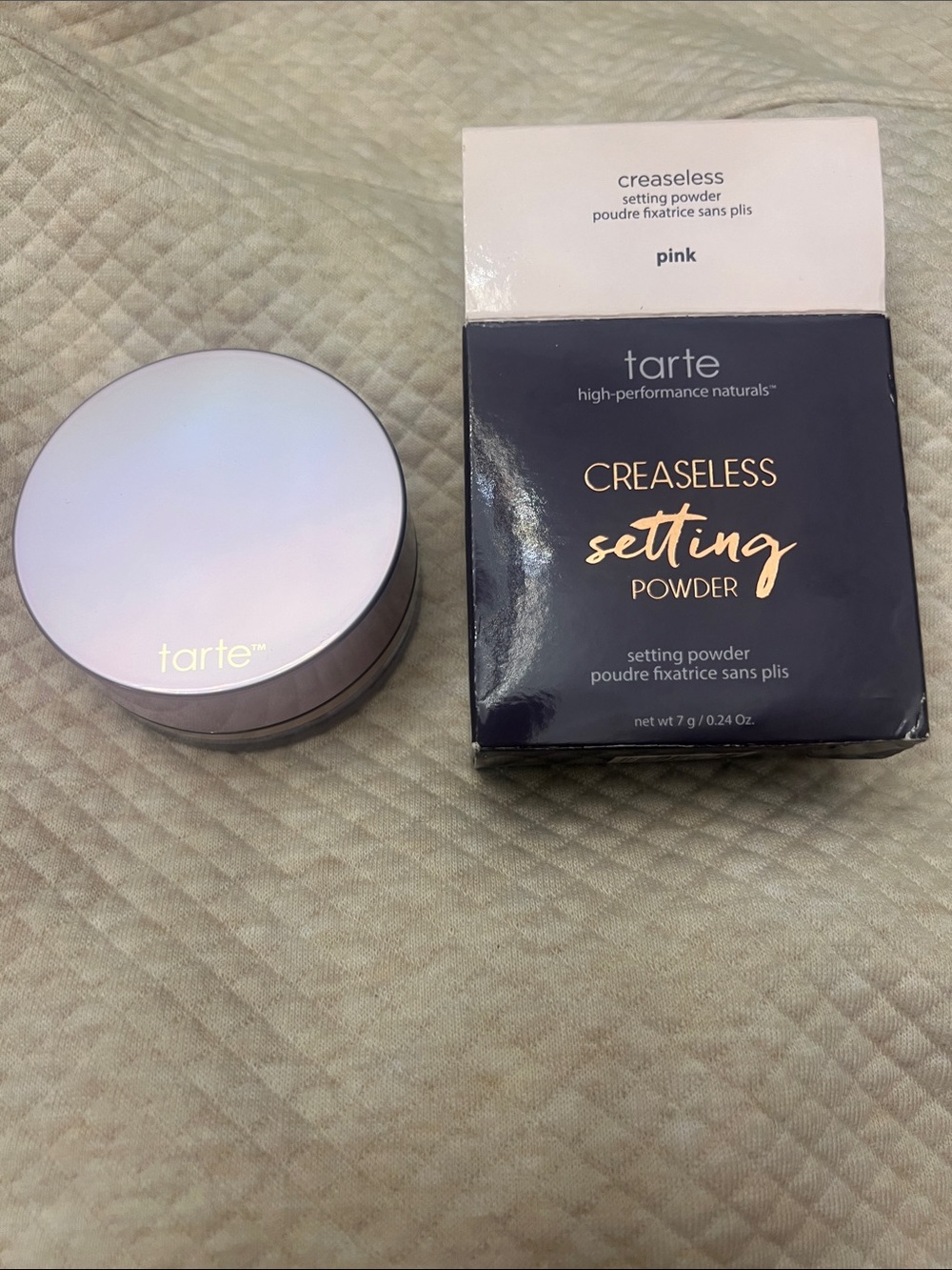 Tarte Creaseless Setting Powder in the color Pink.